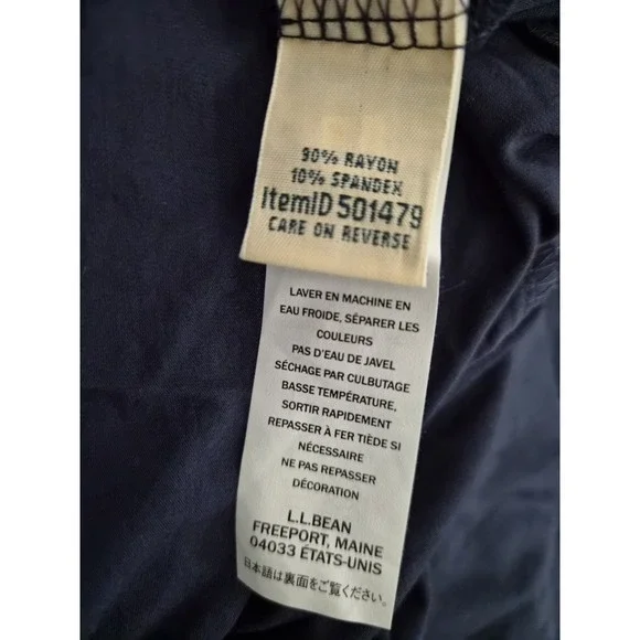 L.L. Bean Dress Faux Wrap Knit Short Sleeve Polka Dot Coastal M - Picture 6 of 6